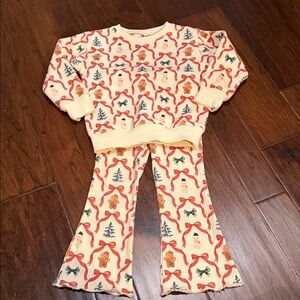 Holiday Cheer Kids Pajama Set - Cream and Red